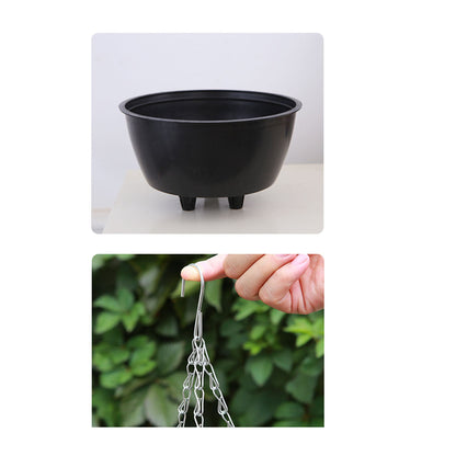 SOGA Red Small Hanging Resin Flower Pot Self Watering Basket Planter Outdoor Garden Decor