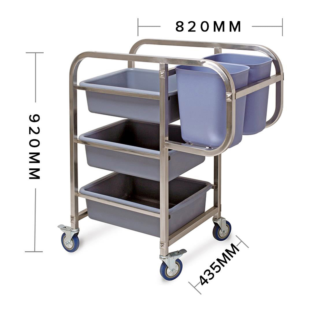 SOGA 3 Tier Food Trolley Food Waste Cart Five Buckets Kitchen Food Utility 82x43x92cm Square