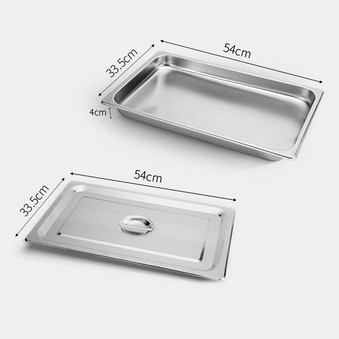 SOGA 12X Gastronorm GN Pan Full Size 1/1 GN Pan 4cm Deep Stainless Steel Tray With Lid