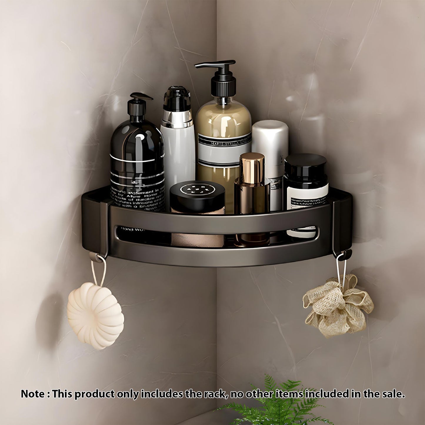 SOGA Black Wall-Mounted Triangular Bathroom Storage Corner Vanity Organiser Space Saving Adhesive Shelf Rack with Hooks