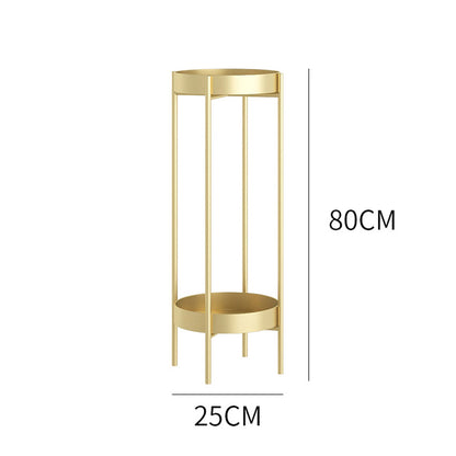 SOGA 2 Layer 80cm Gold Metal Plant Stand Flower Pot Holder Corner Shelving Rack Indoor Display