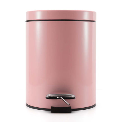 SOGA 4X 12L Foot Pedal Stainless Steel Rubbish Recycling Garbage Waste Trash Bin Round Pink