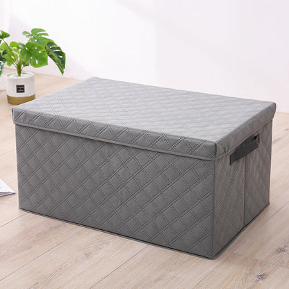 SOGA Small Grey Non-Woven Diamond Quilt Grid Fabric Storage/Organizer Box