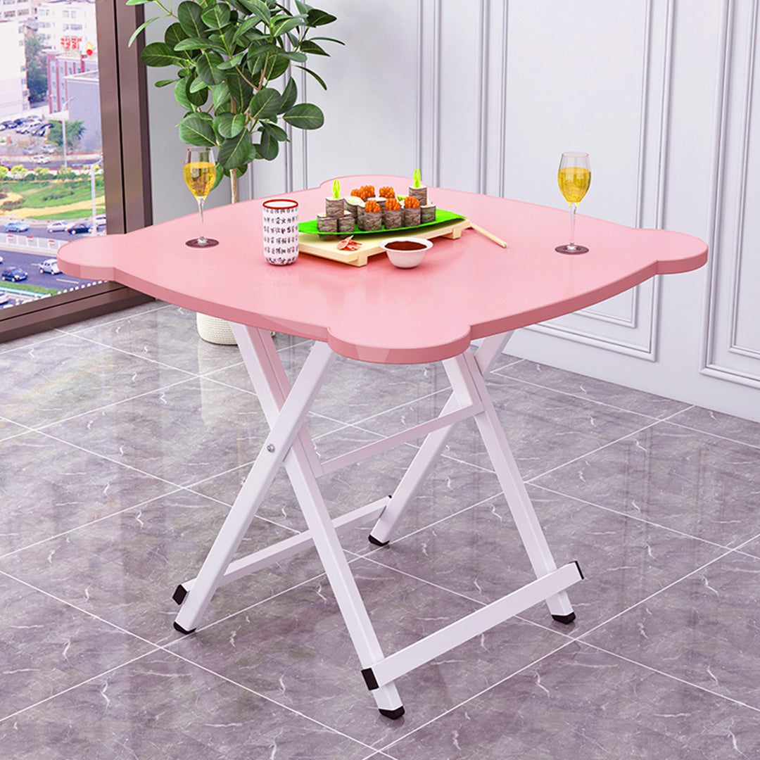 SOGA Pink Minimalist Cat Ear Folding Table Indoor Outdoor Portable Stall Desk Home Decor