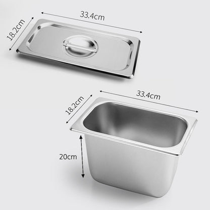 SOGA 12X Gastronorm GN Pan Full Size 1/3 GN Pan 20cm Deep Stainless Steel Tray With Lid