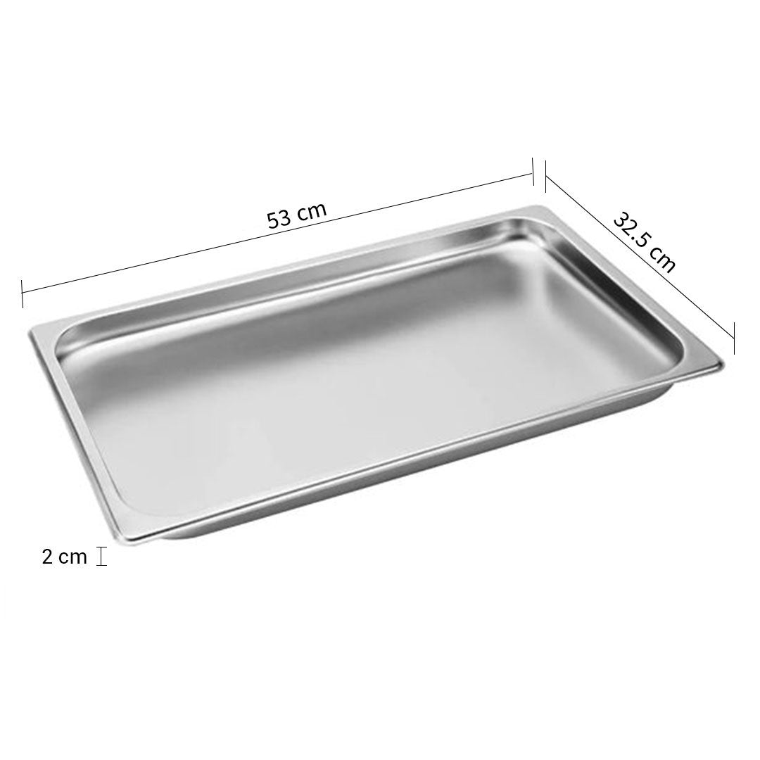 SOGA Gastronorm GN Pan Full Size 1/1 GN Pan 2cm Deep Stainless Steel Tray