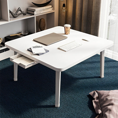 SOGA White Portable Floor Table Small Square Space-Saving Mini Desk Home Decor