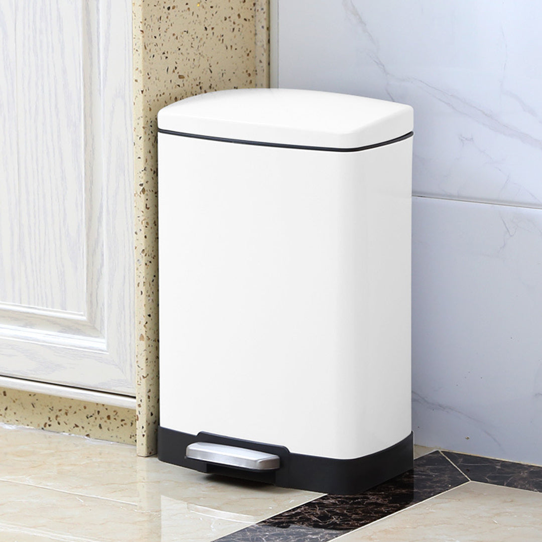 SOGA 2X Foot Pedal Stainless Steel Rubbish Recycling Garbage Waste Trash Bin Rectangular Shape 12L White