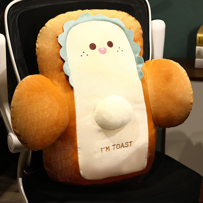 SOGA 48cm Cute Face Toast Bread Cushion Stuffed Car Seat Plush Cartoon Back Support Pillow Home Decor