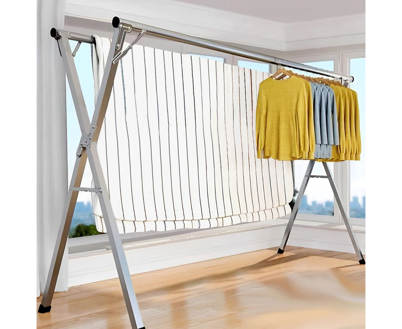 SOGA 2X 1.6m Portable Standing Clothes Drying Rack Foldable Space-Saving Laundry Holder Indoor Outdoor