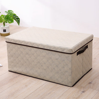 SOGA Large Beige Non-Woven Diamond Quilt Grid Fabric Storage/Organizer Box