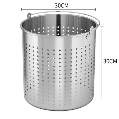 SOGA 21L 18/10 Stainless Steel Perforated Stockpot Basket Pasta Strainer with Handle