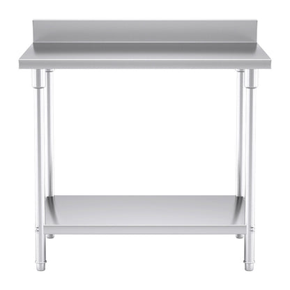 SOGA Commercial Catering Kitchen Stainless Steel Prep Work Bench Table with Back-splash 100*70*85cm