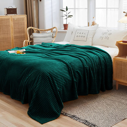 SOGA Throw Blanket Warm Cozy Striped Pattern Thin Flannel Coverlet Fleece Bed Sofa Comforter