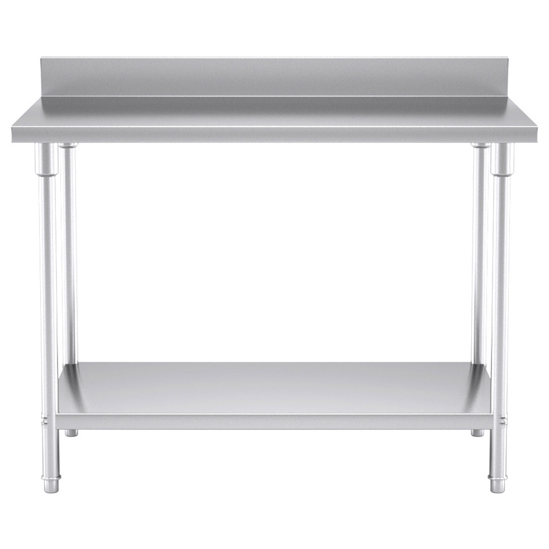 SOGA Commercial Catering Kitchen Stainless Steel Prep Work Bench Table with Back-splash 120*70*85cm