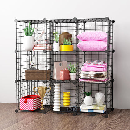 SOGA Black Portable 9-Cube Storage Organiser Foldable DIY Modular Grid Space Saving Shelf