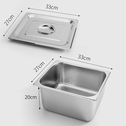 SOGA 4X Gastronorm GN Pan Full Size 1/2 GN Pan 20cm Deep Stainless Steel Tray With Lid