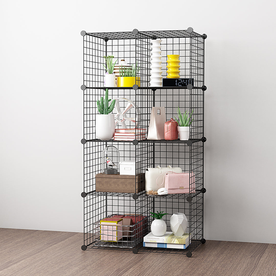 SOGA Black Portable 8-Cube Storage Organiser Foldable DIY Modular Grid Space Saving Shelf