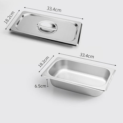 SOGA 12X Gastronorm GN Pan Full Size 1/3 GN Pan 6.5 cm Deep Stainless Steel Tray With Lid