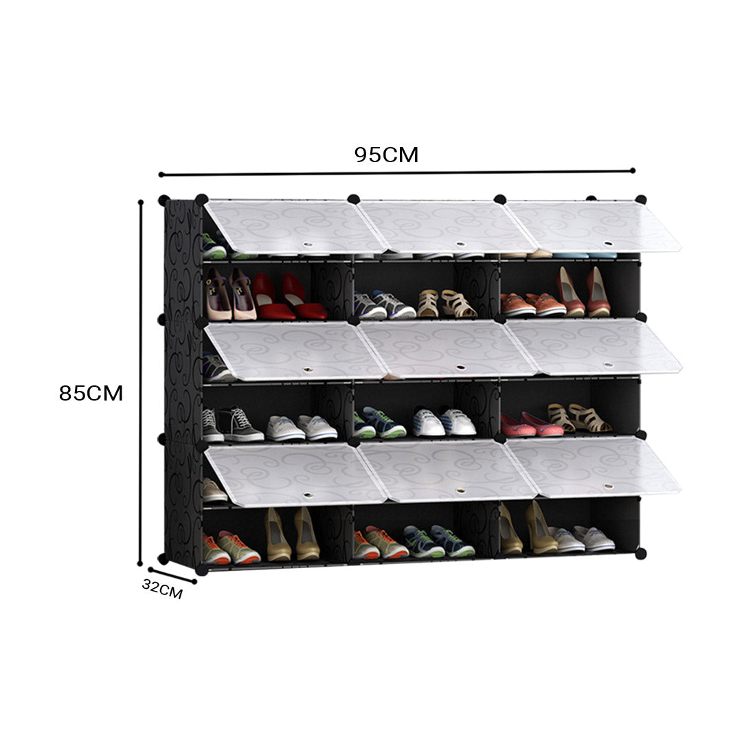 SOGA 6 Tier 3 Column Shoe Rack Organizer Sneaker Footwear Storage Stackable Stand Cabinet Portable Wardrobe with Cover