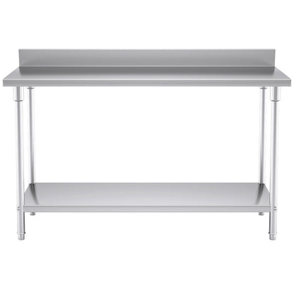 SOGA Commercial Catering Kitchen Stainless Steel Prep Work Bench Table with Back-splash 150*70*85cm