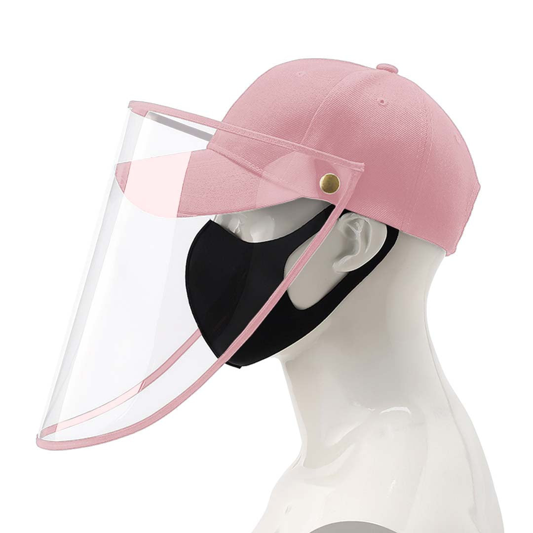 2X Outdoor Protection Hat Anti-Fog Pollution Dust Protective Cap Full Face HD Shield Cover Kids Pink