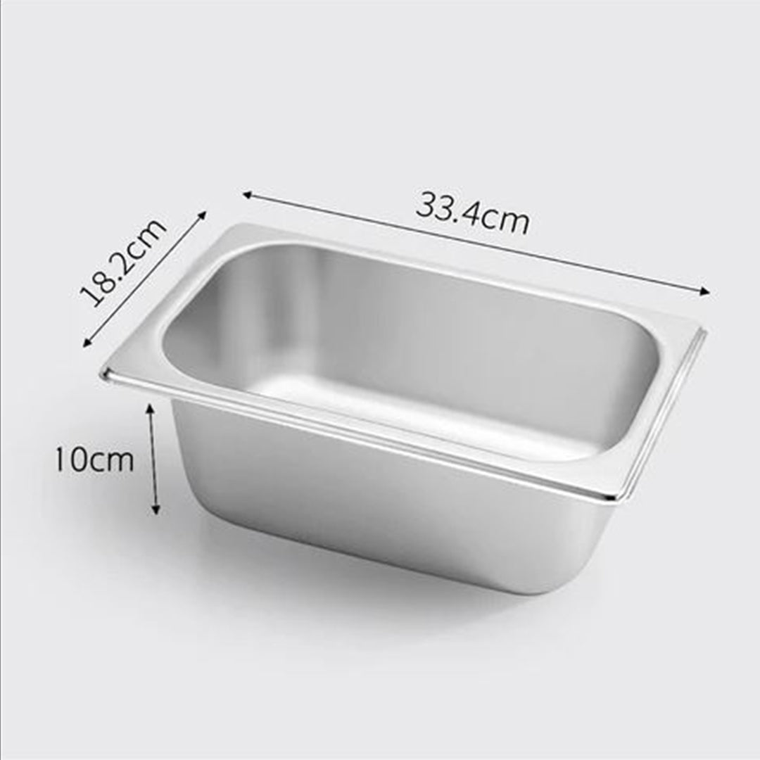 SOGA Gastronorm GN Pan Full Size 1/3 GN Pan 10cm Deep Stainless Steel Tray