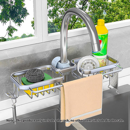 SOGA Silver Kitchen Sink Organiser Faucet Soap Sponge Caddy Rack Drainer with Towel Bar Holder