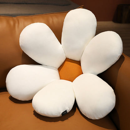 SOGA White Daisy Flower Shape Cushion Soft Leaning Bedside Pad Floor Plush Pillow Home Decor