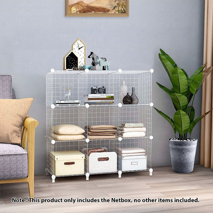 SOGA White Portable 9-Cube 3 Column Storage Organiser Foldable DIY Modular Grid Space Saving Shelf