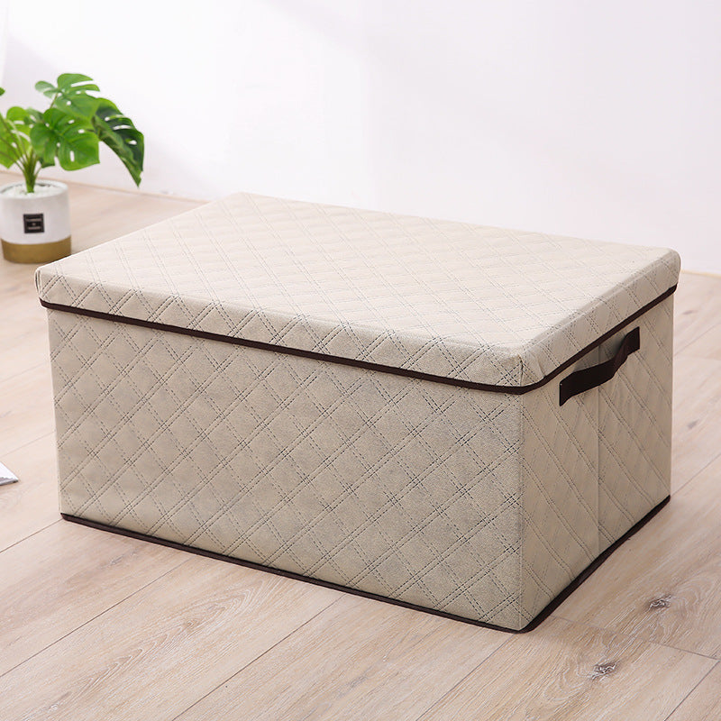 SOGA Small Beige Non-Woven Diamond Quilt Grid Fabric Storage/ Organizer Box