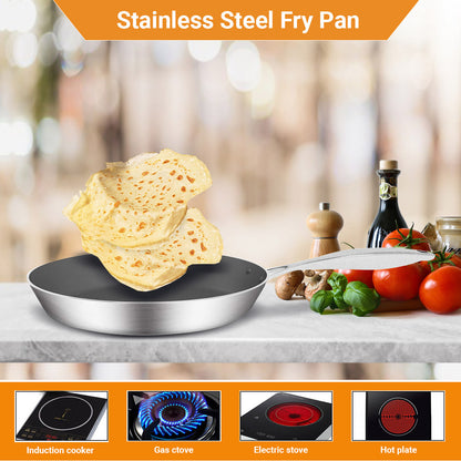 SOGA Stainless Steel Fry Pan 36cm Frying Pan Induction FryPan Non Stick Interior