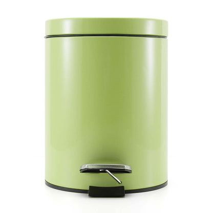 SOGA Foot Pedal Stainless Steel Rubbish Recycling Garbage Waste Trash Bin Round 7L Green