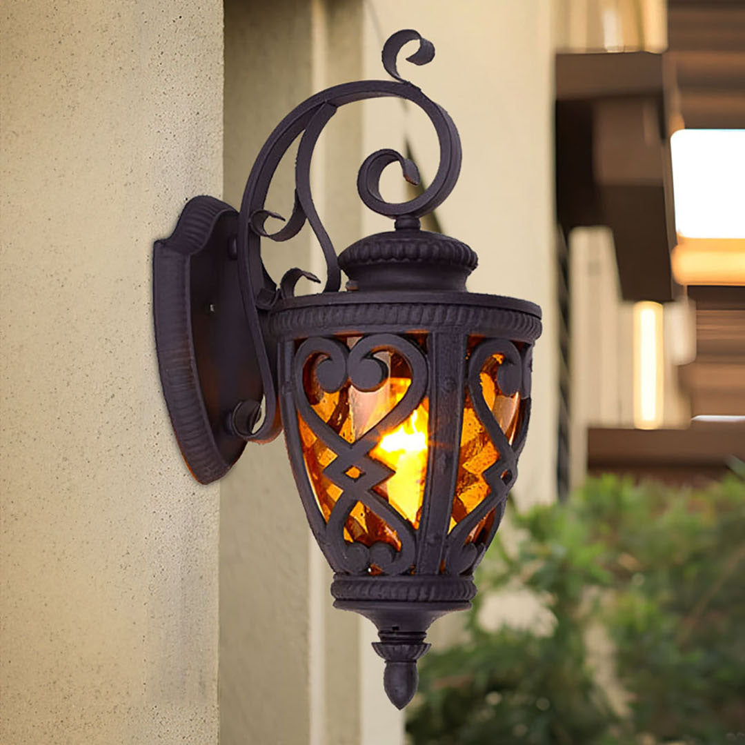 Vintage Lantern 57cm Outdoor Antique Bronze Wall Sconce Classic Rustic Exterior Light Fixture