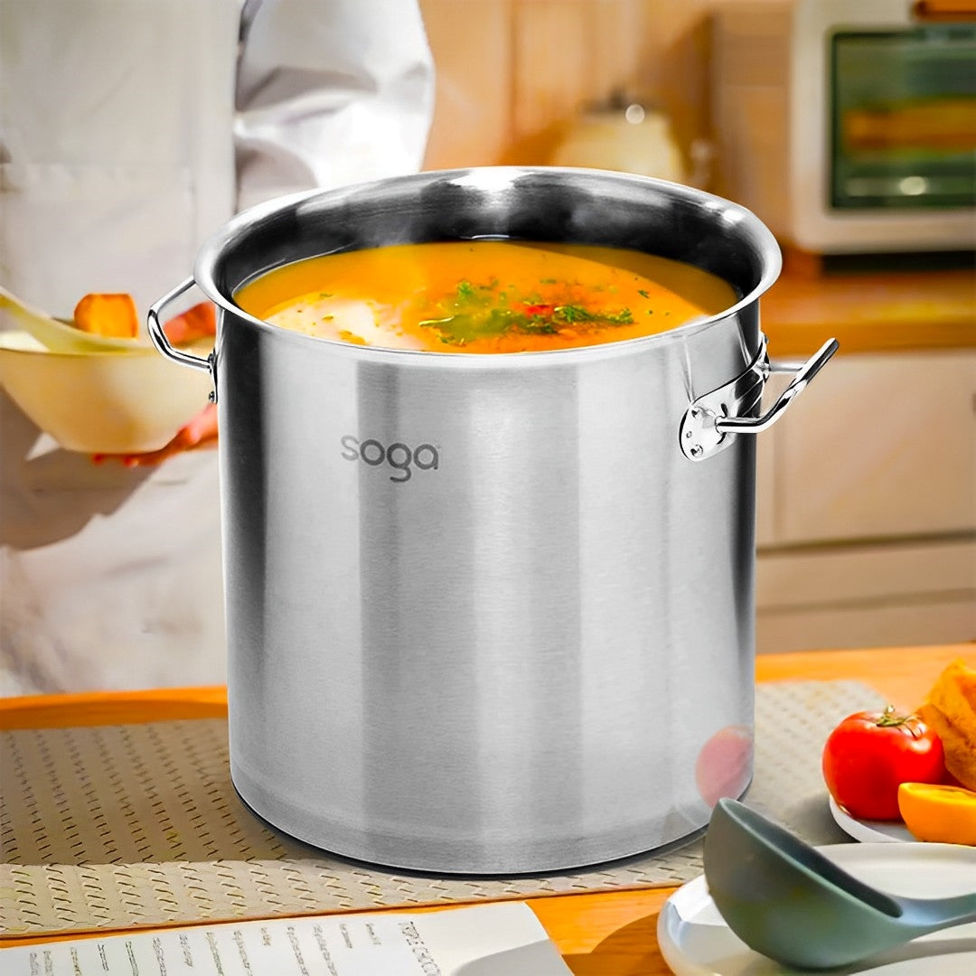 SOGA Stock Pot 130L Top Grade Thick Stainless Steel Stockpot 18/10