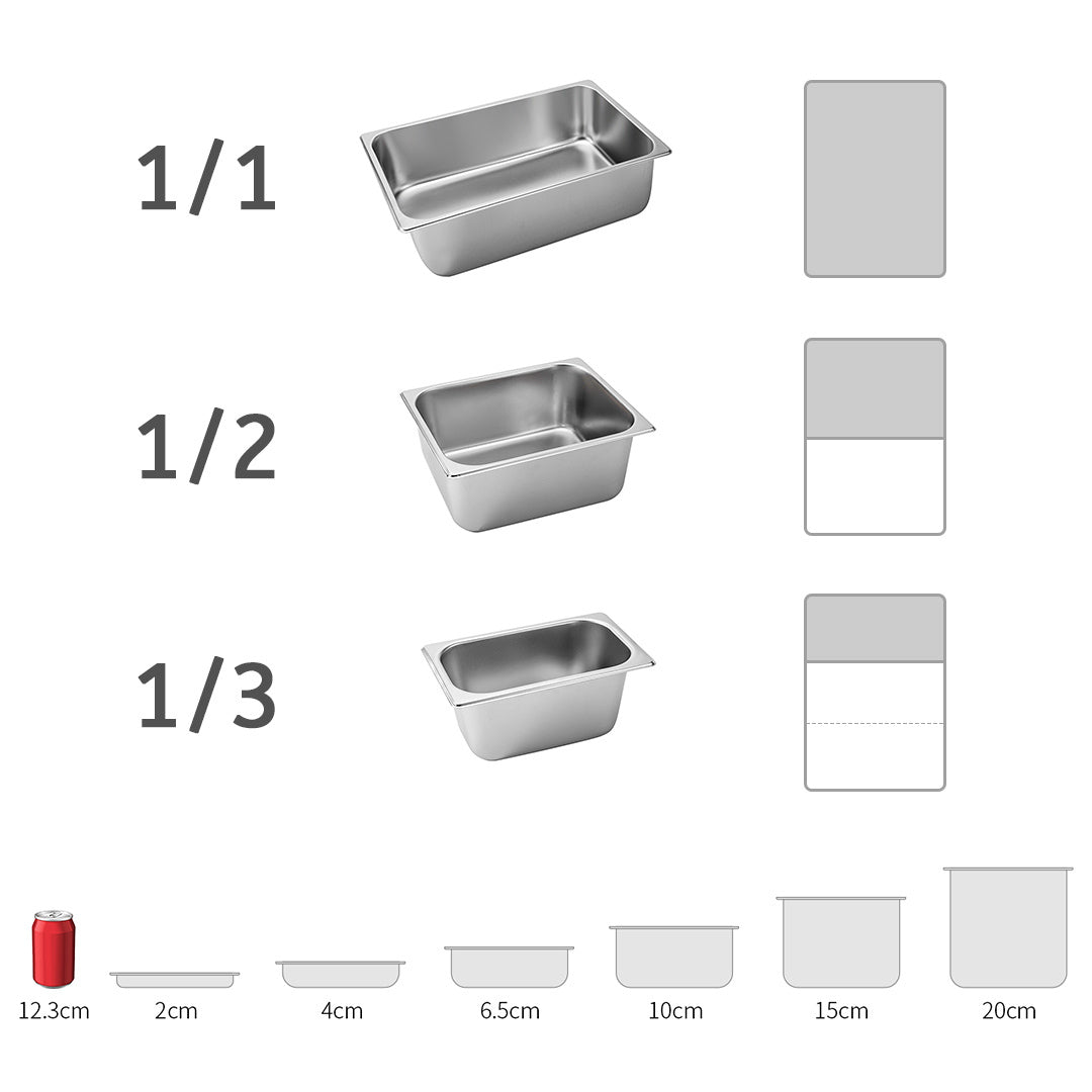 SOGA 6X Gastronorm GN Pan Full Size 1/2 GN Pan 20cm Deep Stainless Steel Tray With Lid