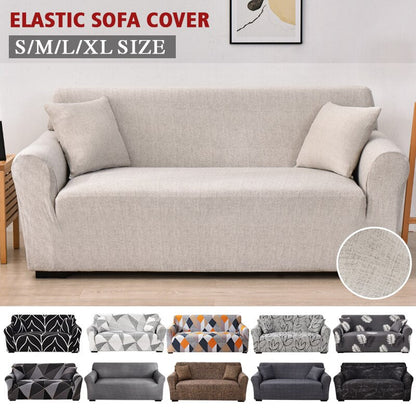 Anyhouz 4 Seater Sofa Cover White Gray Geometric Style and Protection For Living Room Sofa Chair Elastic Stretchable Slipcover