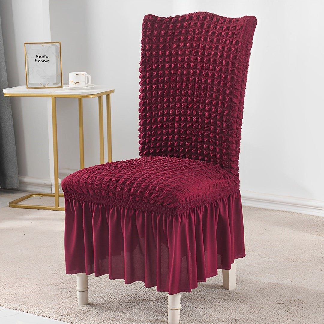 SOGA Burgundy Chair Cover Seat Protector with Ruffle Skirt Stretch Slipcover Wedding Party Home Decor