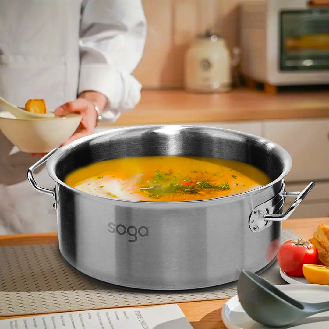 SOGA Stock Pot 9Lt Top Grade Thick Stainless Steel Stockpot 18/10 RRP