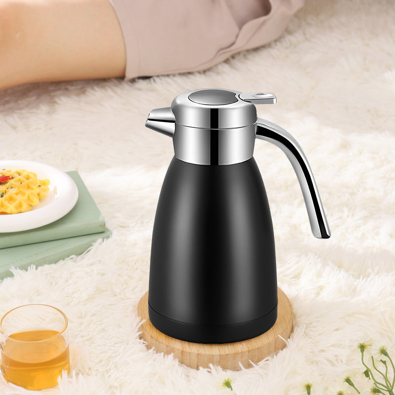 SOGA 1.2L Stainless Steel Kettle Insulated Vacuum Flask Water Coffee Jug Thermal Black