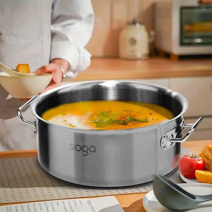 SOGA Stock Pot 58L Top Grade Thick Stainless Steel Stockpot 18/10