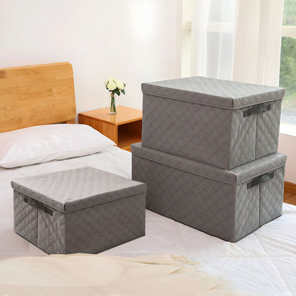 SOGA Medium Grey Non-Woven Diamond Quilt Grid Fabric Storage/Organizer