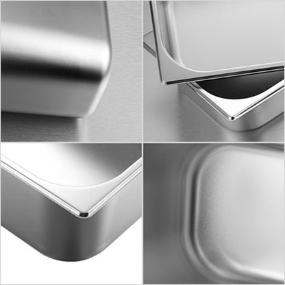 SOGA Gastronorm GN Pan Full Size 1/3 GN Pan 10cm Deep Stainless Steel Tray With Lid