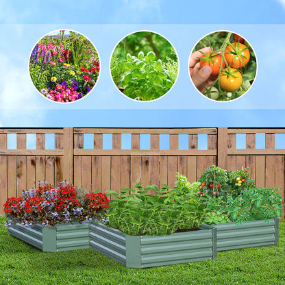 SOGA 2X 120X60cm Rectangle Galvanised Raised Garden Bed Vegetable Herb Flower Outdoor Planter Box