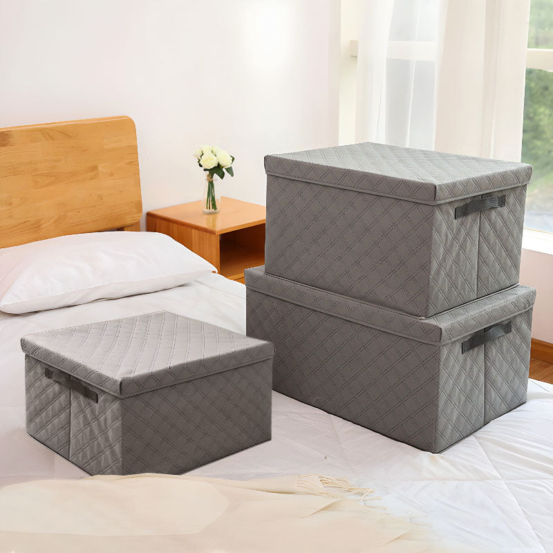 SOGA Large Grey Non-Woven Diamond Quilt Grid Fabric Storage / Organizer Box