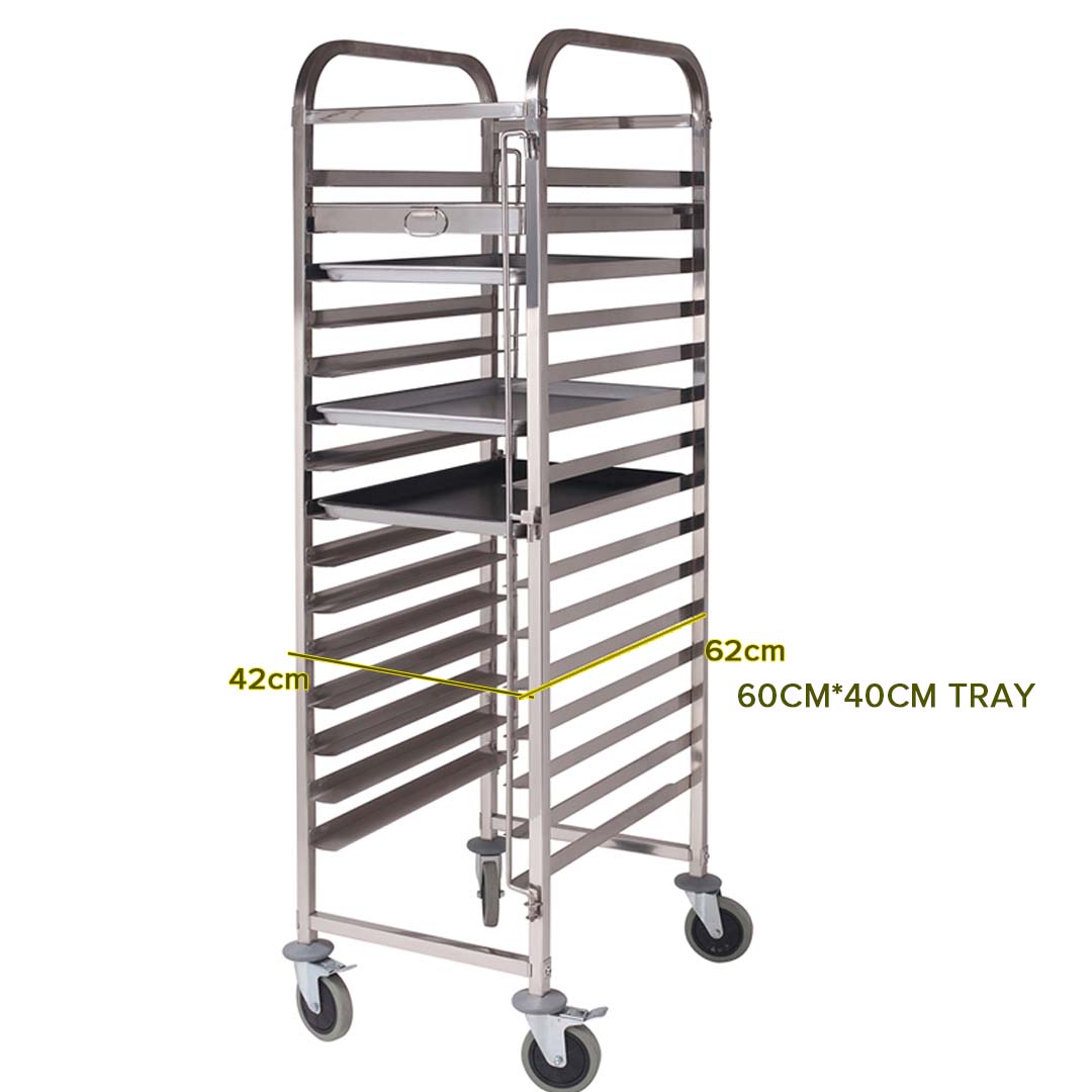 SOGA Gastronorm Trolley 16 Tier Stainless Steel Cake Bakery Trolley Suits 60*40cm Tray