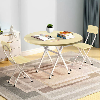 SOGA Maple Grain Dining Table Portable Round Surface Space Saving Folding Desk Home Decor