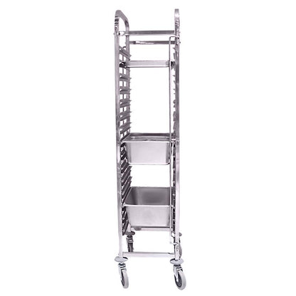 SOGA 2X Gastronorm Trolley 16 Tier Stainless Steel Bakery Trolley Suits GN 1/1 Pans