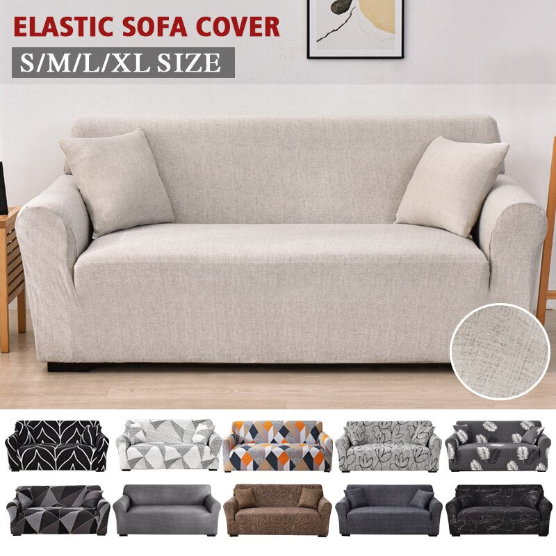 Anyhouz 2 Seater Sofa Cover Beige Geometric Style and Protection For Living Room Sofa Chair Elastic Stretchable Slipcover