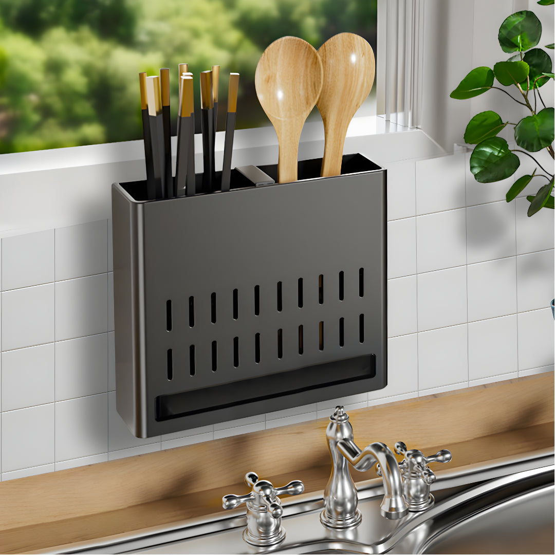 SOGA Wall Mounted Kitchen Utensil Storage Rack Spoon Fork Chopstick Space-Saving Organiser